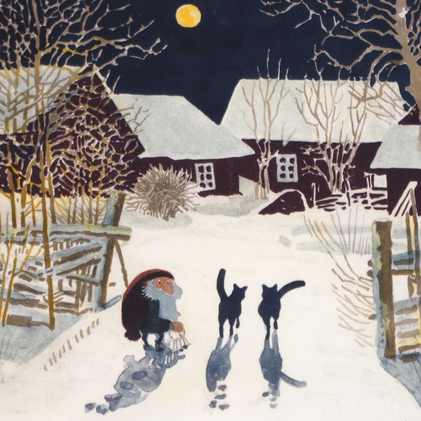 HARALD WIBERG. Tomte i vinterlandskap. F… | Auktion.se